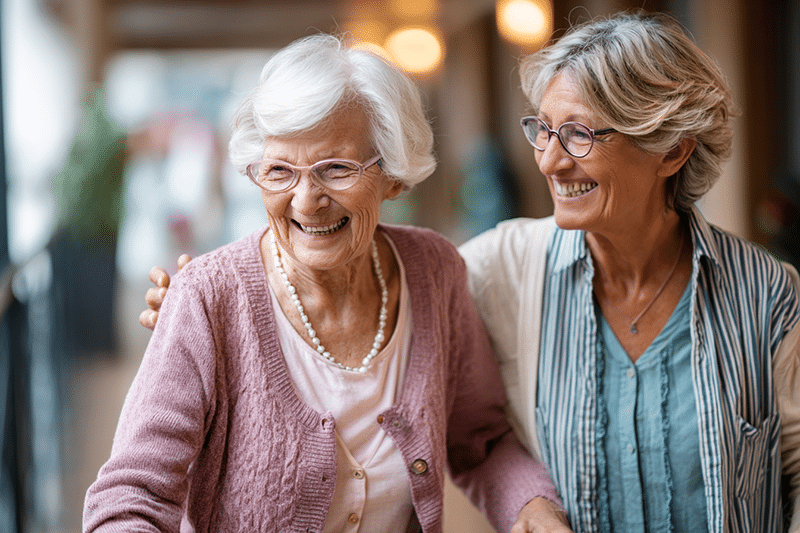 Resident at Joseph Rehab in Monroe, LA for respite care. With her daughter during a family visit.